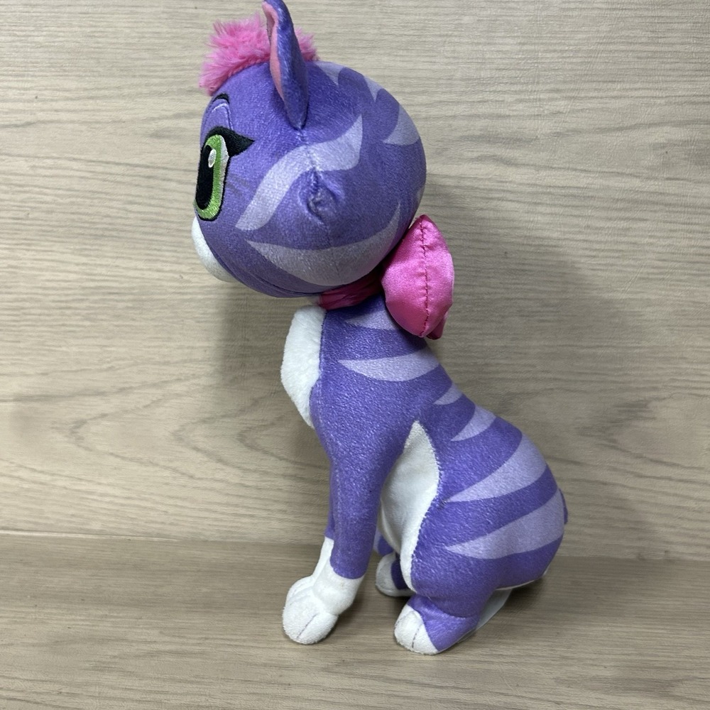 Disney Store Hissy Cat Plush Stuffed Kitty Toy Purple & White 12" Pink Bow - Picture 2 of 3